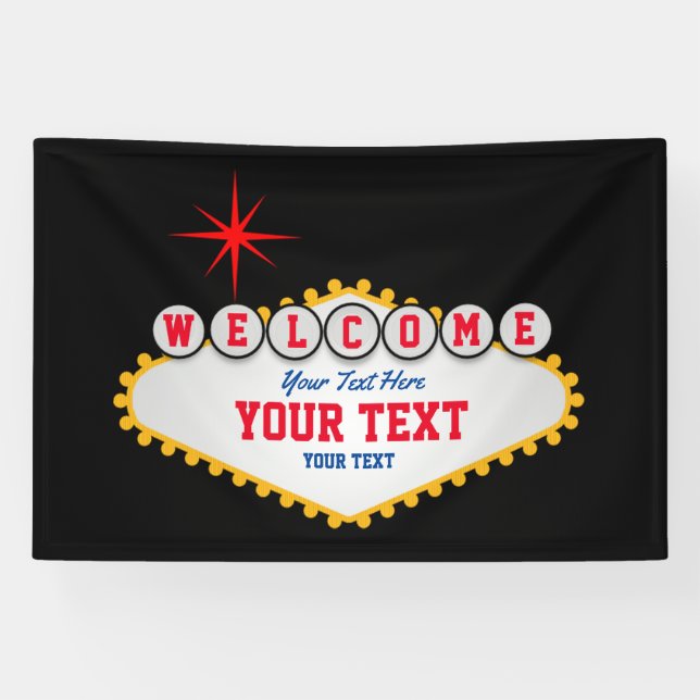Banderoles Style Las Vegas Bienvenue dans votre texte (Horizontal)