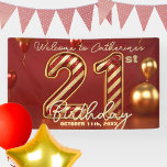 Banderoles Stylish Red and Gold 21st Birthday Celebration<br><div class="desc">Faites de chaque jalon un événement inoubliable grâce à notre superbe bannière personnalisable du 21e anniversaire ! Ce n’est pas seulement une bannière, c’est la porte d’une célébration que vous allez chérir pour les années à venir. Imaginez-vous en train de monter la scène avec une palette luxueuse de rouge profond...</div>