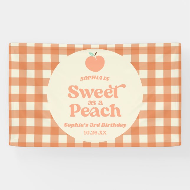 Banderoles Sucré Comme Fruit Peach Pink Orange Anniversaire (Horizontal)