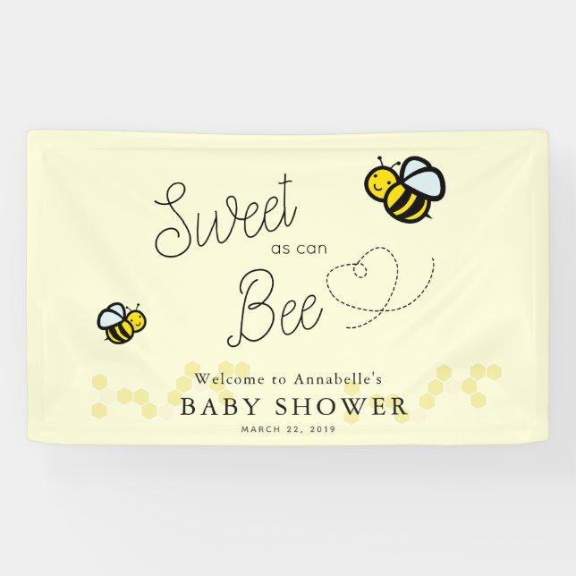 Banderoles Sucré comme peut Abeille Baby shower jaune mignon (Horizontal)