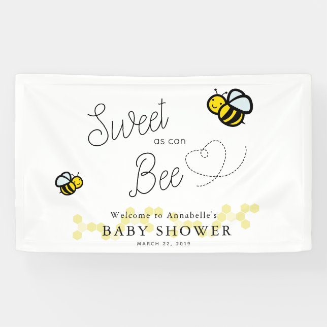 Banderoles Sucré comme peut Bee mignon Baby shower blanc (Horizontal)