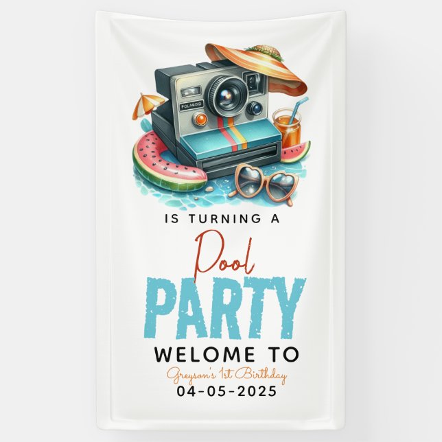 Banderoles Summer Pool Party 2e anniversaire (Vertical)