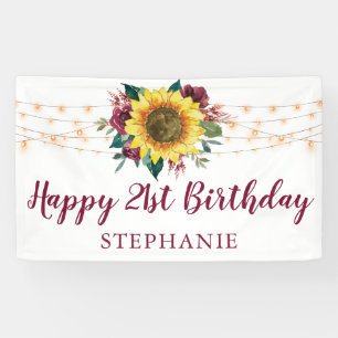 Banderoles Sunflower Floral Lights 21e fête d'anniversaire