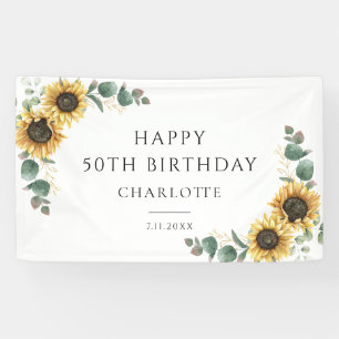 Banderoles Sunflower florale Eucalyptus 50e anniversaire