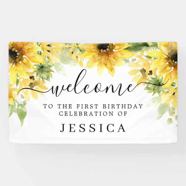 Banderoles Sunflower Garden Vinyl Anniversaire de bienvenue (Horizontal)
