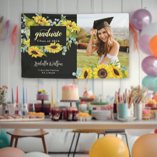 Banderoles Sunflower Photo Script Graduation Welcome Party