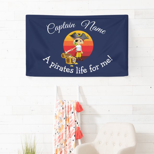 Banderoles Sunset Nautical Blue Boy Party Pirates (En situation)