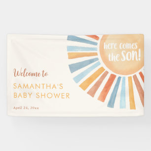 Banderoles Sunshine boho garçon baby shower ici vient le fils