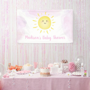 Banderoles Sunshine Nuages Baby shower fille rose