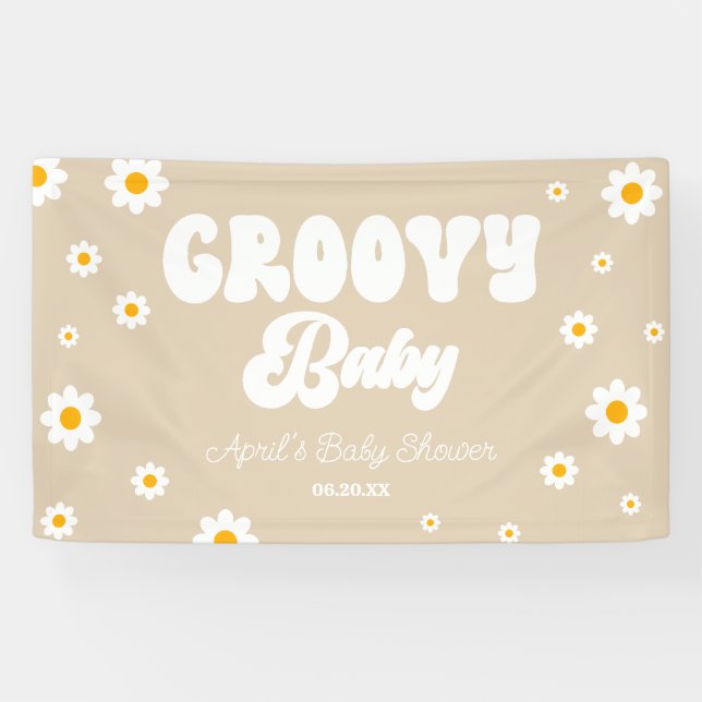 Banderoles Super Baby Daisy Fleur Floral Tan Baby shower (Horizontal)
