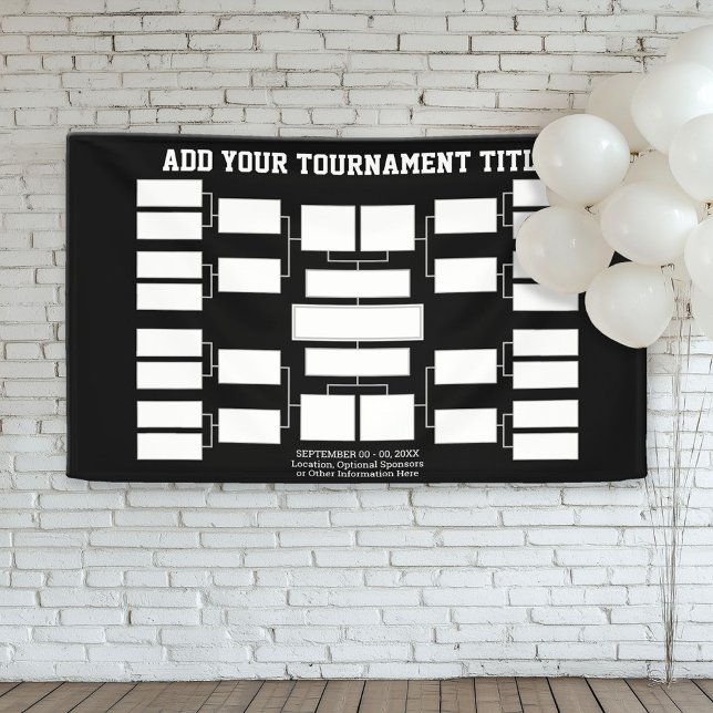 Banderoles Support de tournoi sportif - 16 équipes - Noir (Custom Tournament Bracket Banner)