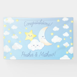 Banderoles Sur la Lune et le Baby shower des étoiles