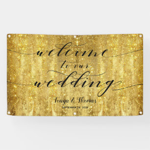 Banderoles Swash Calligraphy Sparkling Gold Welcome Mariage