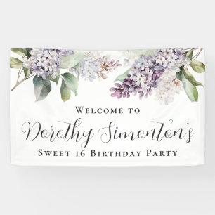 Banderoles Sweet 16 Party Purple Lilac Spring Flower Welcome