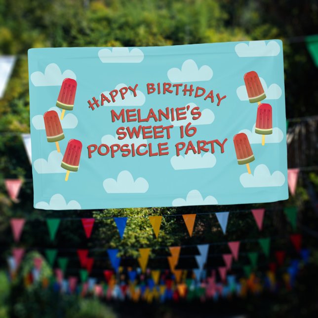 Banderoles Sweet 16 Popsicle Party fille Anniversaire Bannièr (Sweet 16 Popsicle birthday banner just for you)