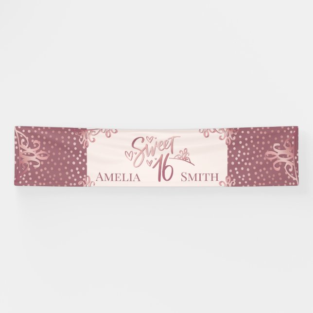 Banderoles Sweet 16 Rose Gold (Horizontal)
