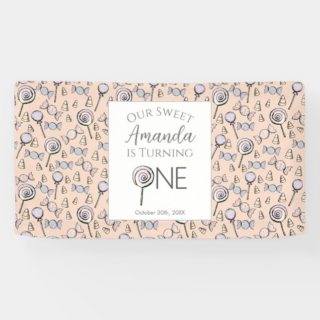 Banderoles Sweet Little One Candy Thème Premier anniversaire (Horizontal)