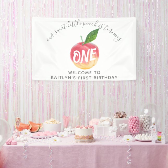 Banderoles Sweet Little Peach 1er anniversaire Bienvenue (Fête)