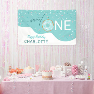 Banderoles Sweet One Cute Turquoise fille 1er anniversaire Ba