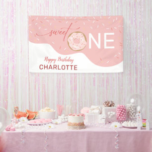 Banderoles Sweet One mignonne rose fille 1er anniversaire
