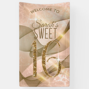 Banderoles Sweet sixteen Rose à persil Gold ID652