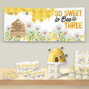 Banderoles Sweet to Bee Trois abeilles Thème 3ème fête d'anni