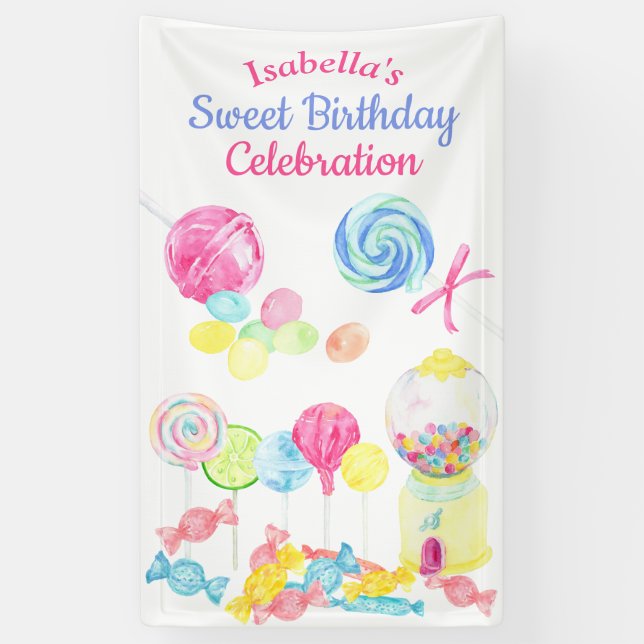 Banderoles Sweet Traitements Candy Girl Anniversaire Lollipop (Vertical)