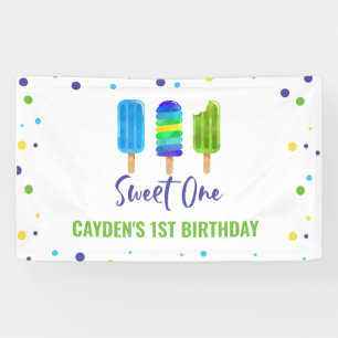Banderoles Sweet Un 1er Anniversaire Ice Pop Bleu Vert
