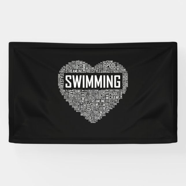 Banderoles Swimming Heart Coach Swimmer Venin Swim Lover Toxi (Horizontal)