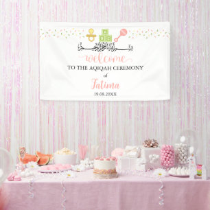 Banderoles Symbole blanc mignon Aqiqah Aqeeqah