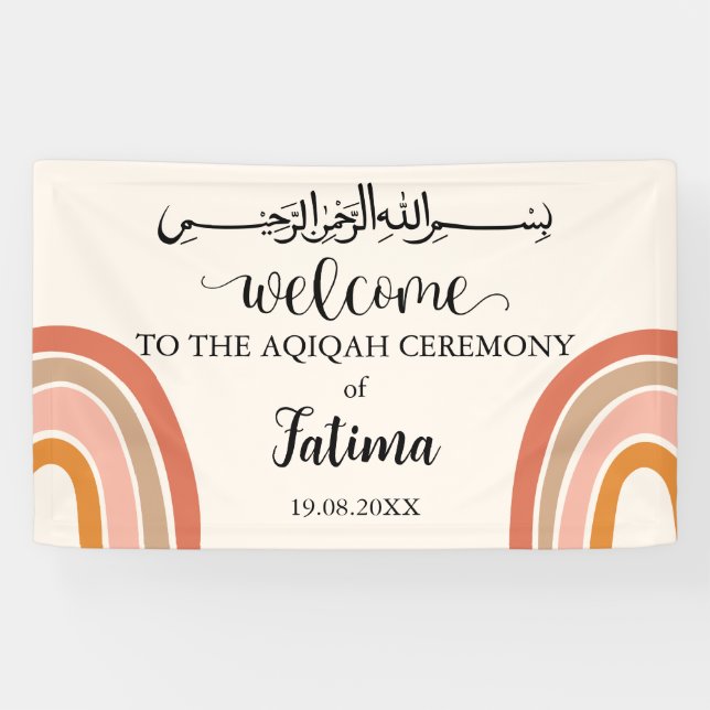 Banderoles Symbole de bienvenue de Modern Cute Aqiqah Aqeeqah (Horizontal)