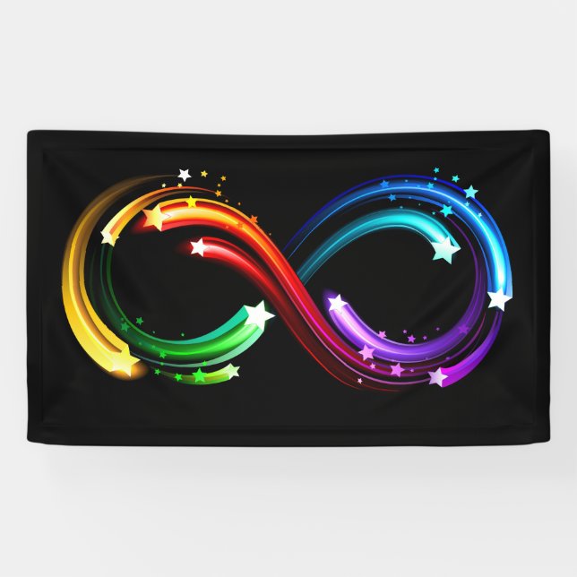 Banderoles Symbole de l'infini de comètes arc-en-ciel (Horizontal)