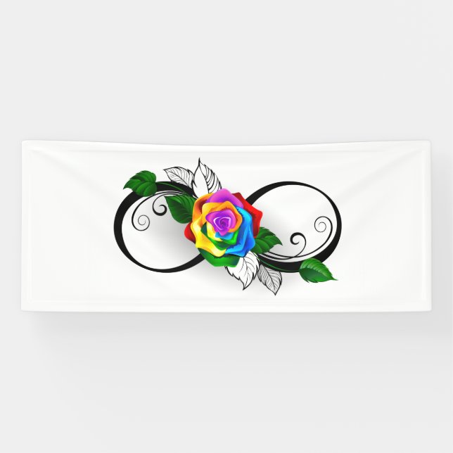 Banderoles Symbole d'infini avec Rose arc-en-ciel (Horizontal)