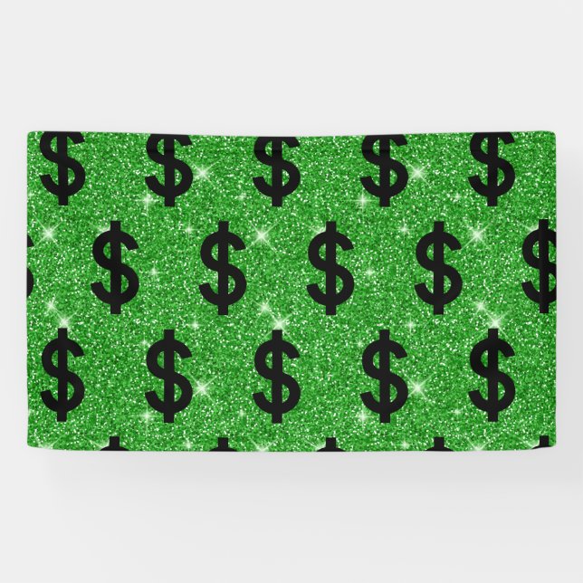 Banderoles SYMBOLE Dollar Noir Argent Entrepreneur Wall Stree (Horizontal)