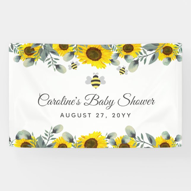 Banderoles Symbole du Baby shower Eucalyptus des Abeilles et  (Horizontal)