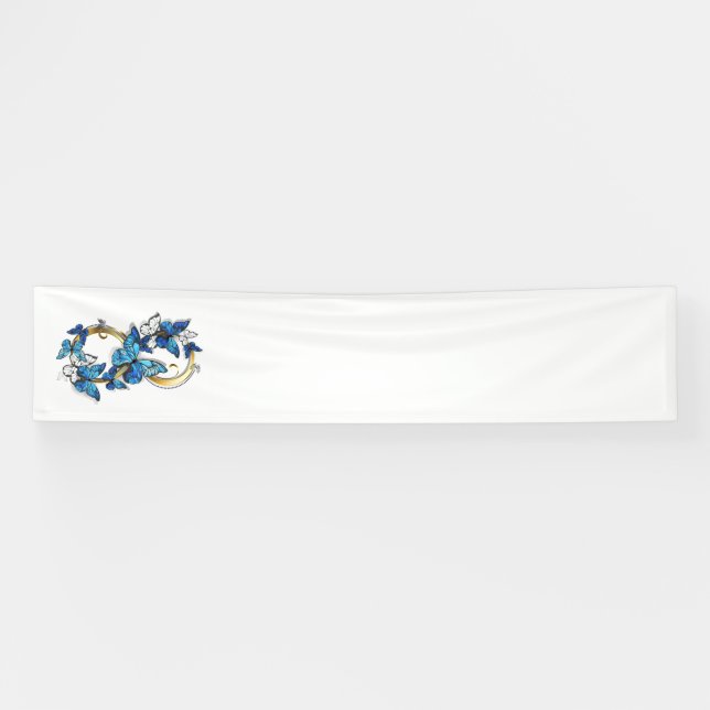 Banderoles Symbole infini de papillons Morpho bleus (Horizontal)