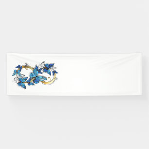 Banderoles Symbole infini de papillons Morpho bleus