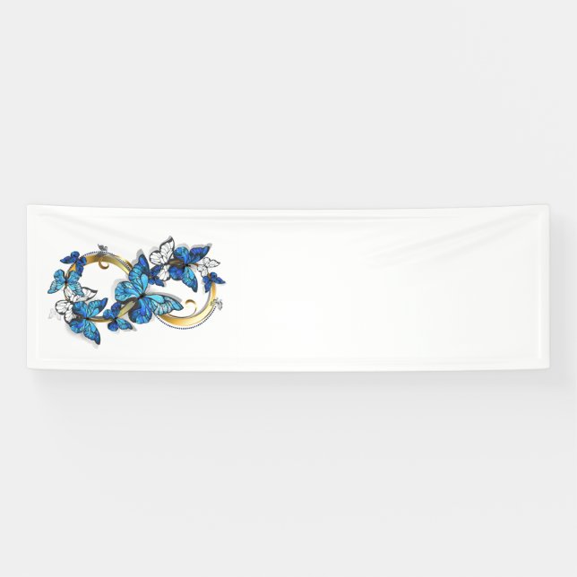 Banderoles Symbole infini de papillons Morpho bleus (Horizontal)