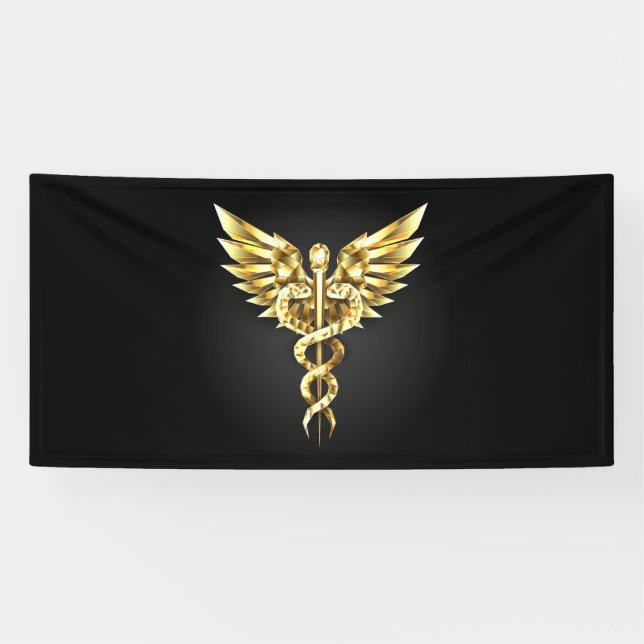 Banderoles Symbole Polygonal Or Caduceus (Horizontal)