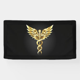 Banderoles Symbole Polygonal Or Caduceus