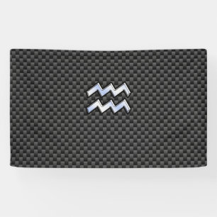 Banderoles Symbole Zodiaque Aquarius Décor en fibre de carbo