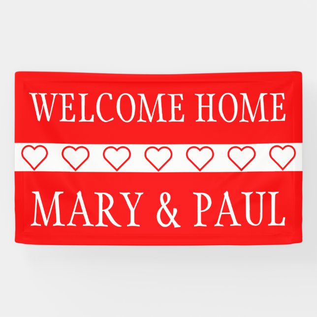 Banderoles Symboles simples - COEURS ROUGES + vos idées (Horizontal)