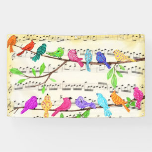 Banderoles Symphonie d'oiseaux musicaux colorés - Happy Song 