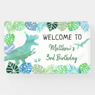 Banderoles T-Rex Dinosaur Végétal Anniversaire