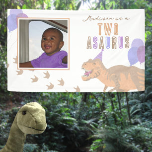 Banderoles T-Rex Tan Photo N'Importe Quel Age Dinosaure Parti