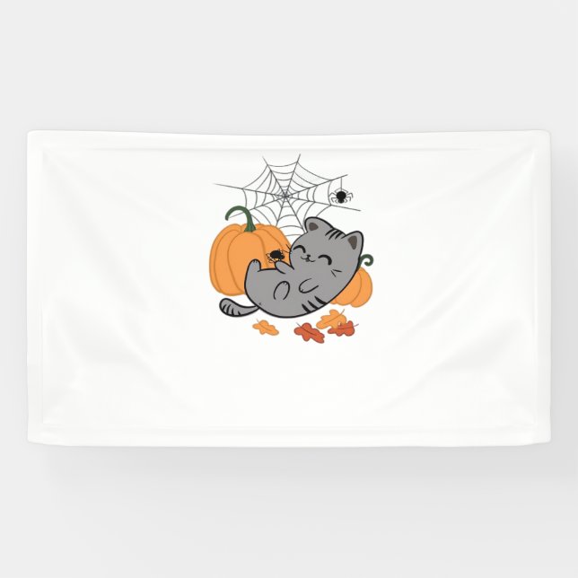 Banderoles T-shirt classique Halloween Kitty et Spiders (Horizontal)