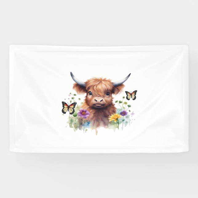 Banderoles T-shirt classique pour bébé vache de la Highland L (Horizontal)