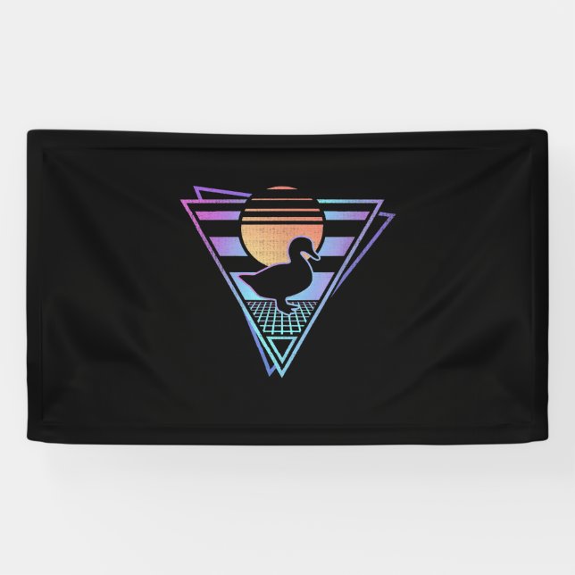 Banderoles T-shirt Duck Retro 80s EDM Synthwave Cadeau (Horizontal)