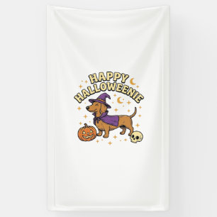 Banderoles T-shirt Happy Halloweenie chien teckel sorcière_1