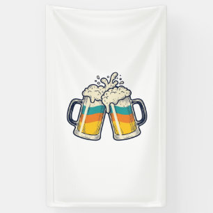 Banderoles T-shirt vectoriel de mug à bière arc-en-ciel vinta